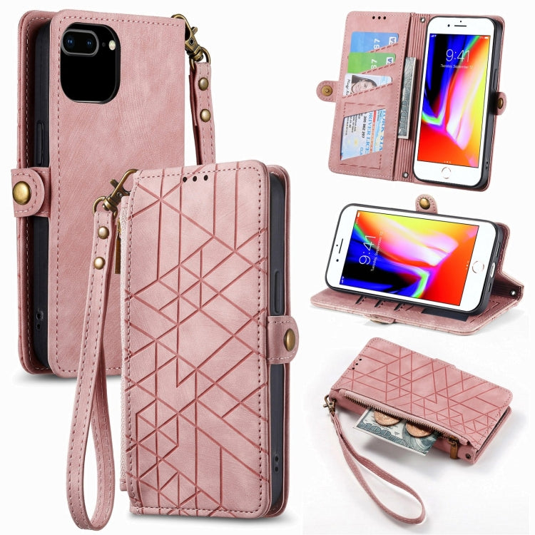 Geometric Zipper Wallet Side Buckle Leather Phone Case, For iPhone 11, For iPhone 11 Pro, For iPhone XR, For iPhone XS Max, For iPhone 7 Plus / 8 Plus, For iPhone 6 Plus / 6s Plus, For iPhone 6 / 6s