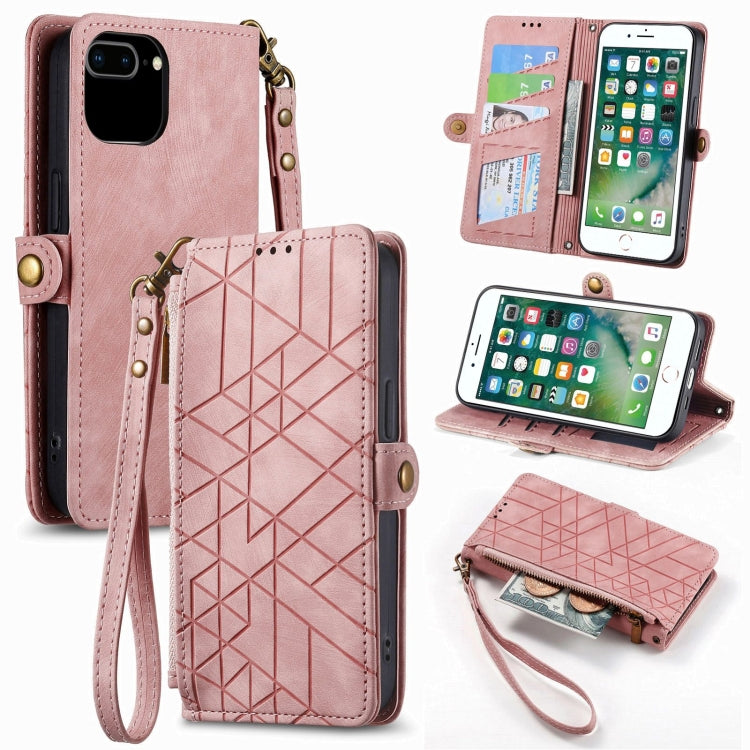 Geometric Zipper Wallet Side Buckle Leather Phone Case, For iPhone 11, For iPhone 11 Pro, For iPhone XR, For iPhone XS Max, For iPhone 7 Plus / 8 Plus, For iPhone 6 Plus / 6s Plus, For iPhone 6 / 6s