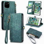 Geometric Zipper Wallet Side Buckle Leather Phone Case, For iPhone 11, For iPhone 11 Pro, For iPhone XR, For iPhone XS Max, For iPhone 7 Plus / 8 Plus, For iPhone 6 Plus / 6s Plus, For iPhone 6 / 6s