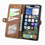 Geometric Zipper Wallet Side Buckle Leather Phone Case, For iPhone 17e / 16e, For iPhone 17 Pro Max, For iPhone 17 Pro, For iPhone 17, For iPhone Air, For iPhone 16 Pro Max, For iPhone 16 Pro, For iPhone 16 Plus