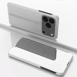 Plated Mirror Horizontal Flip Leather Phone Case with Holder, For iPhone 17e / 16e, For iPhone 17 Pro Max, For iPhone 17 Pro, For iPhone 17, For iPhone Air, For iPhone 16 Pro Max