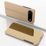 Plated Mirror Horizontal Flip Leather Phone Case with Holder, For iPhone 17e / 16e, For iPhone 17 Pro Max, For iPhone 17 Pro, For iPhone 17, For iPhone Air, For iPhone 16 Pro Max