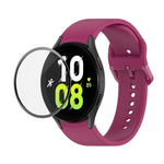 JUNSUNMAY Silicone Adjustable Strap + Full Coverage PMMA Screen Protector Kit, For Samsung Galaxy Watch5 40mm, For Samsung Galaxy Watch4 44mm, For Samsung Galaxy Watch4 40mm