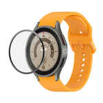 JUNSUNMAY Silicone Adjustable Strap + Full Coverage PMMA Screen Protector Kit, For Samsung Galaxy Watch6 Classic 43mm, For Samsung Galaxy Watch5 44mm, For Samsung Galaxy Watch5 Pro 45mm