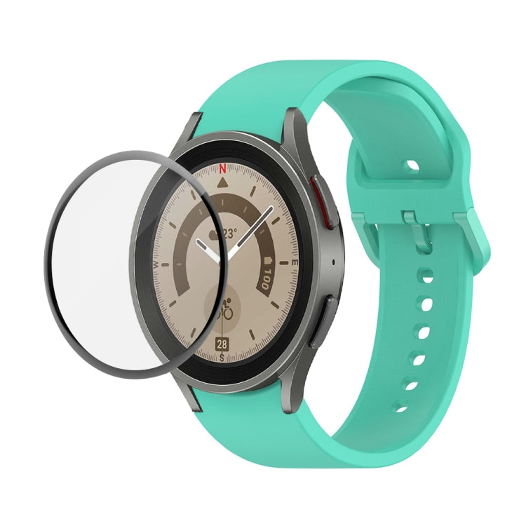 JUNSUNMAY Silicone Adjustable Strap + Full Coverage PMMA Screen Protector Kit, For Samsung Galaxy Watch6 Classic 43mm, For Samsung Galaxy Watch5 44mm, For Samsung Galaxy Watch5 Pro 45mm