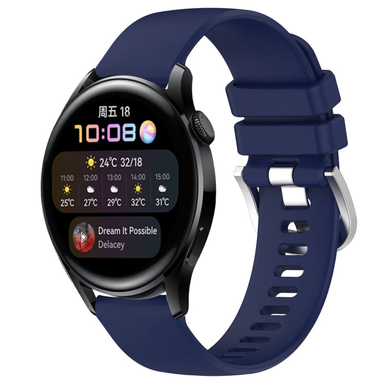 Liquid Glossy Silver Buckle Silicone Watch Band, For Huawei Watch GT3 42mm 20mm, For Huawei Watch 3 22mm, For Huawei Watch GT2 Pro 22mm, For Huawei Watch GT2 46mm 22mm