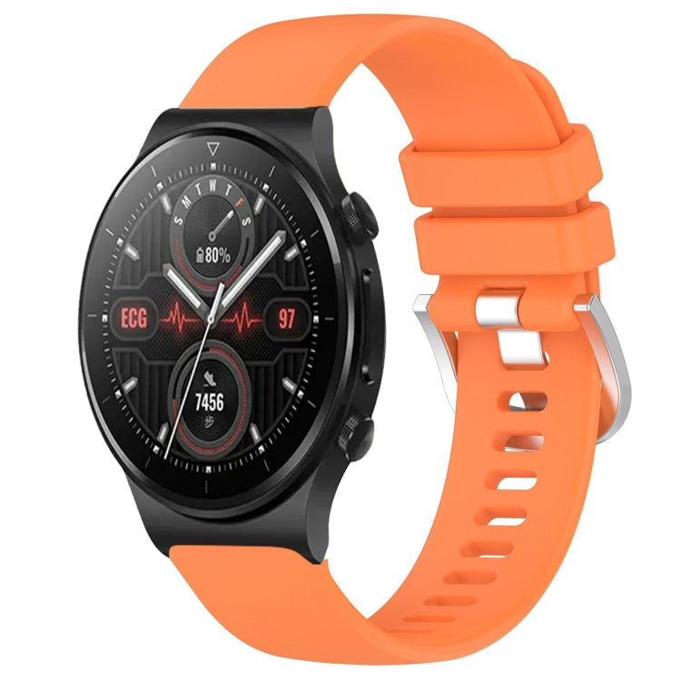 Liquid Glossy Silver Buckle Silicone Watch Band, For Huawei Watch GT3 42mm 20mm, For Huawei Watch 3 22mm, For Huawei Watch GT2 Pro 22mm, For Huawei Watch GT2 46mm 22mm