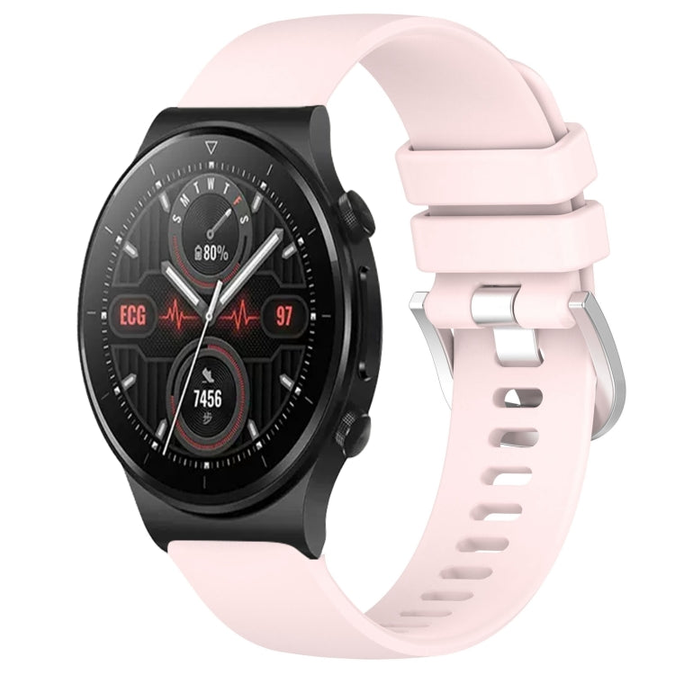 Liquid Glossy Silver Buckle Silicone Watch Band, For Huawei Watch GT3 42mm 20mm, For Huawei Watch 3 22mm, For Huawei Watch GT2 Pro 22mm, For Huawei Watch GT2 46mm 22mm