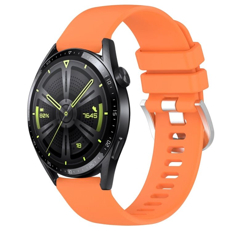 Liquid Glossy Silver Buckle Silicone Watch Band, For Huawei Watch GT3 42mm 20mm, For Huawei Watch 3 22mm, For Huawei Watch GT2 Pro 22mm, For Huawei Watch GT2 46mm 22mm