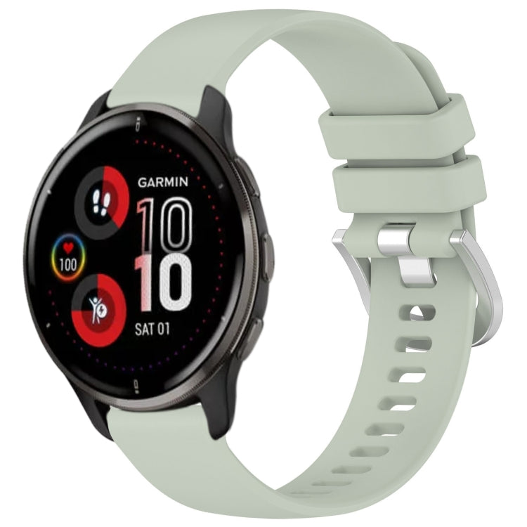 Liquid Glossy Silver Buckle Silicone Watch Band, For Garmin Vivomove Sport, For Garmin Venu 2 Plus, For Garmin Vivoactive3 / 3 Music, For Garmin Forerunner 158 / 55