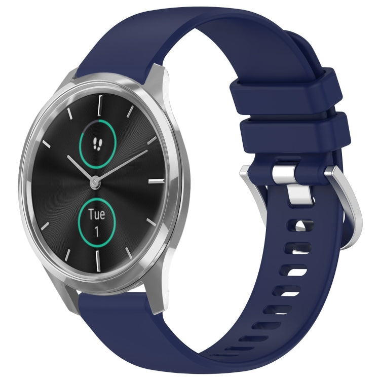 Liquid Glossy Silver Buckle Silicone Watch Band, For Garmin VivoMove Luxe / Garminmove Luxe, For Garmin Forerunner 645 / 645 Music, For Garmin Approach S40, For Garmin Vivomove3 / Garminmove3