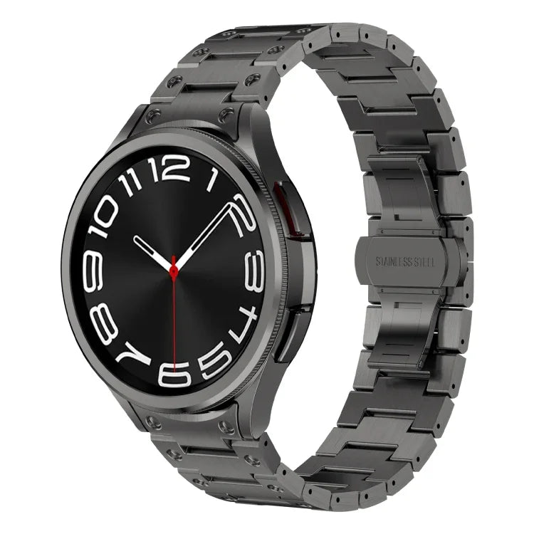 Dual Circle Curved Connection Stainless Steel Watch Band, For Samsung Galaxy Watch6 Classic 43 / 47mm, For Samsung Galaxy Watch 6 40 / 44mm, For Samsung Galaxy Watch 5 40 / 44mm, For Samsung Galaxy Watch 5 Pro, For Samsung Galaxy Watch 4 40 / 44mm     ...