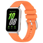 For Samsung Galaxy Fit 3 SM-R390 Metal Connector Liquid Glossy Silicone Watch Band, Black, Orange, Red, Dark Gray, Purple, Starlight, Dark Blue, Green, White, Light Pink