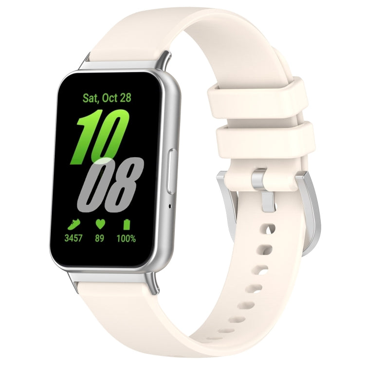 For Samsung Galaxy Fit 3 SM-R390 Metal Connector Liquid Glossy Silicone Watch Band, Black, Orange, Red, Dark Gray, Purple, Starlight, Dark Blue, Green, White, Light Pink