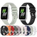For Samsung Galaxy Fit 3 SM-R390 Metal Connector Liquid Glossy Silicone Watch Band, Black, Orange, Red, Dark Gray, Purple, Starlight, Dark Blue, Green, White, Light Pink