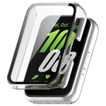 For Samsung Galaxy Fit 3 SM-R390 PC + Tempered Glass Film Integrated Watch Protective Case, Pink, Silver, Midnight Blue, Green, Black, Sakura Pink, Ink Blue, Pine Green, Ivory White, Transparent, Bright Black