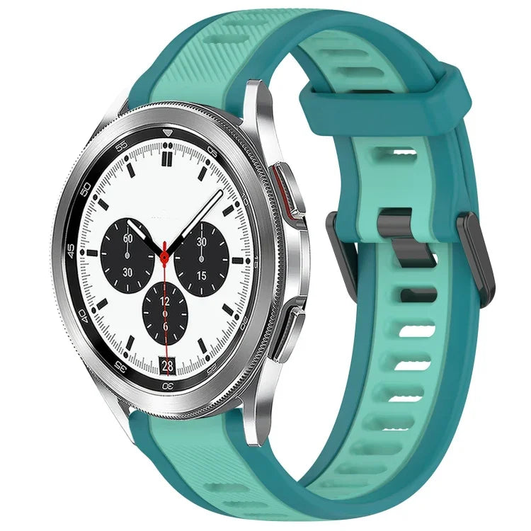 20mm Two Color Textured Silicone Watch Band, For Samsung  Galaxy Watch 4 Classic 42mm, For Samsung Galaxy Watch Active 2 44mm, For Samsung Galaxy Watch Active 2 40mm, For Samsung Galaxy Watch 42mm