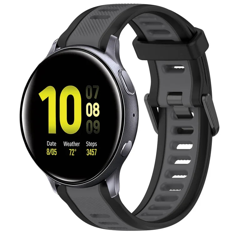 20mm Two Color Textured Silicone Watch Band, For Samsung  Galaxy Watch 4 Classic 42mm, For Samsung Galaxy Watch Active 2 44mm, For Samsung Galaxy Watch Active 2 40mm, For Samsung Galaxy Watch 42mm