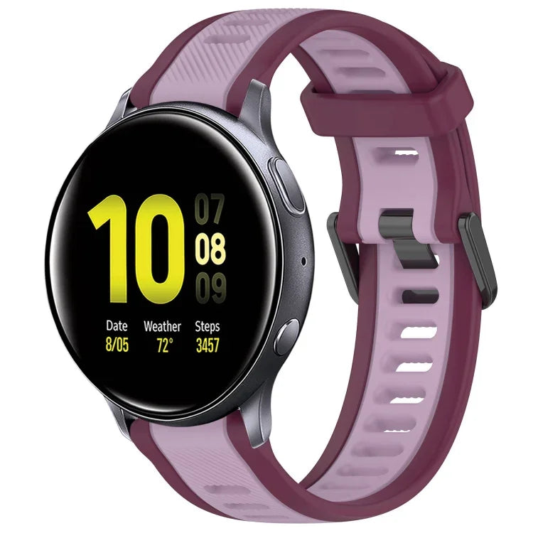 20mm Two Color Textured Silicone Watch Band, For Samsung  Galaxy Watch 4 Classic 42mm, For Samsung Galaxy Watch Active 2 44mm, For Samsung Galaxy Watch Active 2 40mm, For Samsung Galaxy Watch 42mm