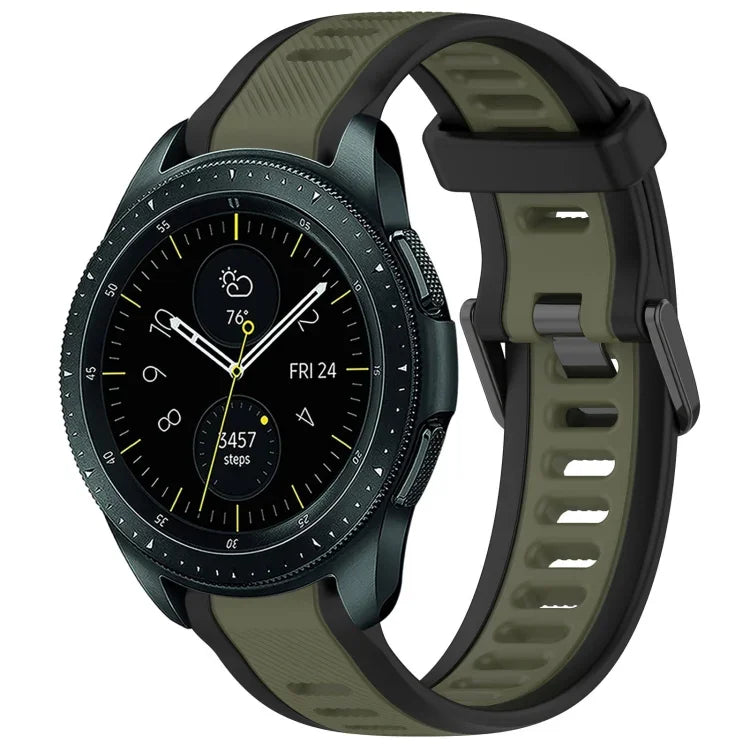 20mm Two Color Textured Silicone Watch Band, For Samsung  Galaxy Watch 4 Classic 42mm, For Samsung Galaxy Watch Active 2 44mm, For Samsung Galaxy Watch Active 2 40mm, For Samsung Galaxy Watch 42mm