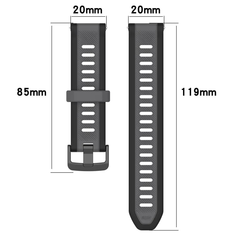 20mm Two Color Textured Silicone Watch Band, For Samsung  Galaxy Watch 4 Classic 42mm, For Samsung Galaxy Watch Active 2 44mm, For Samsung Galaxy Watch Active 2 40mm, For Samsung Galaxy Watch 42mm