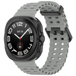 For Galaxy Watch Ultra2 2026 / 2025 / 1 2024 Ocean Hole Dual Buckle Silicone Watch Band, Rock Blue, Pink, Starlight, Dark Blue, Sky Blue, Dark Green, Wine Red, Gray Green, Black, Dark Gray, Orange, White