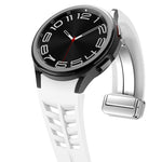 Richard Magnetic Folding Silver Buckle Silicone Watch Band, For Samsung Galaxy Watch FE 40mm, For Sansung Galaxy Watch 5 Pro Golf Edition, For Samsung Galaxy Watch 5 Golf Edition