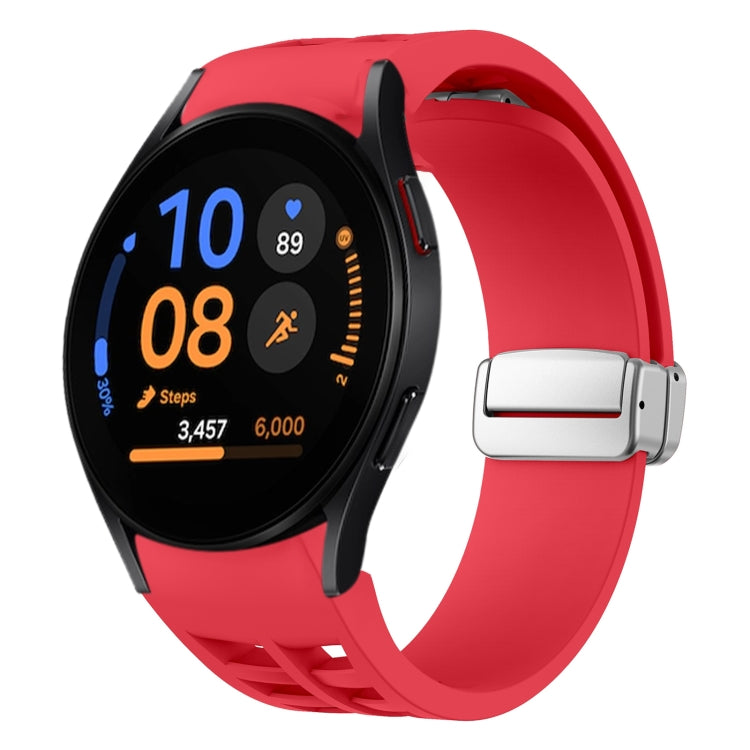 Richard Magnetic Folding Silver Buckle Silicone Watch Band, For Samsung Galaxy Watch FE 40mm, For Sansung Galaxy Watch 5 Pro Golf Edition, For Samsung Galaxy Watch 5 Golf Edition
