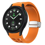 Richard Magnetic Folding Silver Buckle Silicone Watch Band, For Samsung Galaxy Watch FE 40mm, For Sansung Galaxy Watch 5 Pro Golf Edition, For Samsung Galaxy Watch 5 Golf Edition