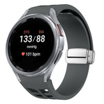 Richard Magnetic Folding Silver Buckle Silicone Watch Band, For Sansung Galaxy Watch 5 Pro 45mm, For Samsung Galaxy Watch 7 40 / 44mm, For Samsung Galaxy Watch 6 Classic 43 / 47mm