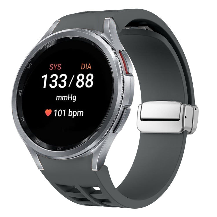 Richard Magnetic Folding Silver Buckle Silicone Watch Band, For Sansung Galaxy Watch 5 Pro 45mm, For Samsung Galaxy Watch 7 40 / 44mm, For Samsung Galaxy Watch 6 Classic 43 / 47mm