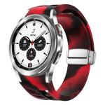 Richard Magnetic Folding Silver Buckle Silicone Watch Band, For Samsung Galaxy Watch 4 Classic 42 / 46mm