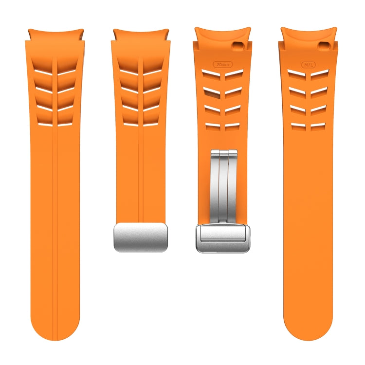 Richard Magnetic Folding Silver Buckle Silicone Watch Band, For Samsung Galaxy Watch 6 40 / 44mm, For Samsung Galaxy Watch 5 40 / 44mm, For Samsung Galaxy Watch 4 40 / 44mm