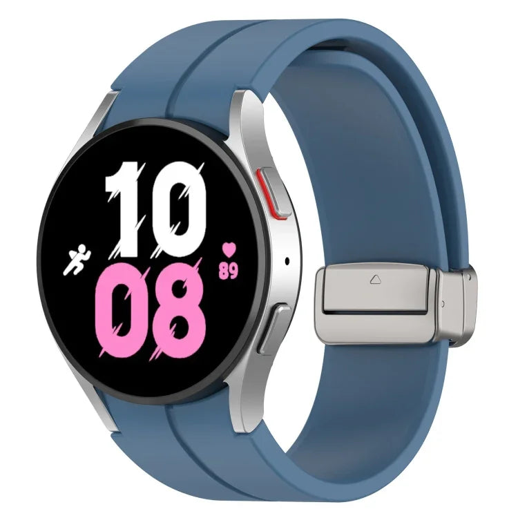 Magnetic Folding Silver Buckle Silicone Watch Band, For Samsung Galaxy Watch FE 40mm, For Samsung Galaxy Watch7 40 / 44mm