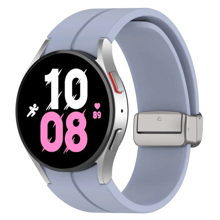 Magnetic Folding Silver Buckle Silicone Watch Band, For Samsung Galaxy Watch FE 40mm, For Samsung Galaxy Watch7 40 / 44mm