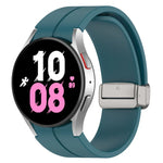 Magnetic Folding Silver Buckle Silicone Watch Band, For Samsung Galaxy Watch FE 40mm, For Samsung Galaxy Watch7 40 / 44mm