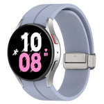 Magnetic Folding Silver Buckle Silicone Watch Band, For Samsung Galaxy Watch FE 40mm, For Samsung Galaxy Watch7 40 / 44mm