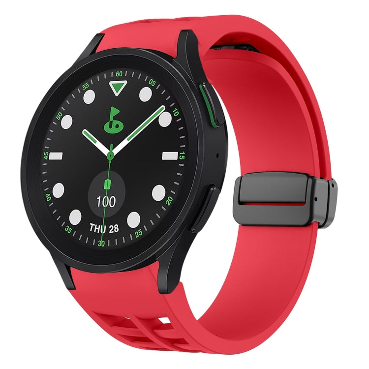 Richard Magnetic Folding Black Buckle Silicone Watch Band, For Samsung Galaxy Watch 6 40 / 44mm, For Sansung Galaxy Watch 5 Pro Golf Edition, For Samsung Galaxy Watch 5 Golf Edition