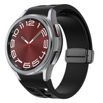 Richard Magnetic Folding Black Buckle Silicone Watch Band, Fof Samsung Galaxy Watch FE 40mm, For Samsung Galaxy Watch 7 40 / 44mm, For Samsung Galaxy Watch 6 class 43 / 47mmic