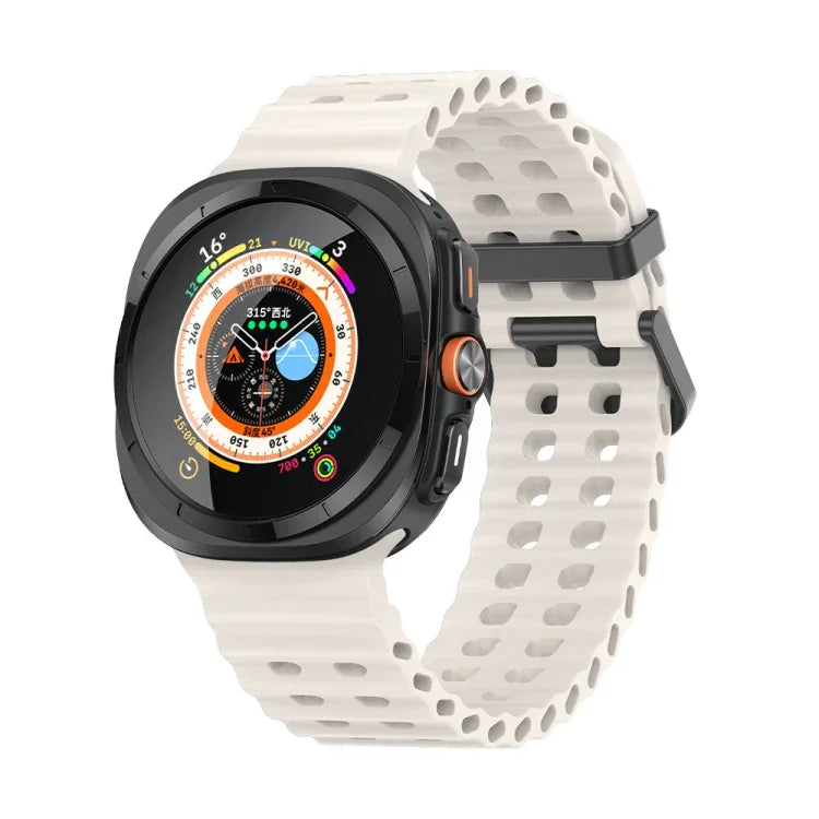 Ocean Dual Row Hole Silicone Watch Band, For Samsung Galaxy Watch Ultra 47mm / Ultra 2025