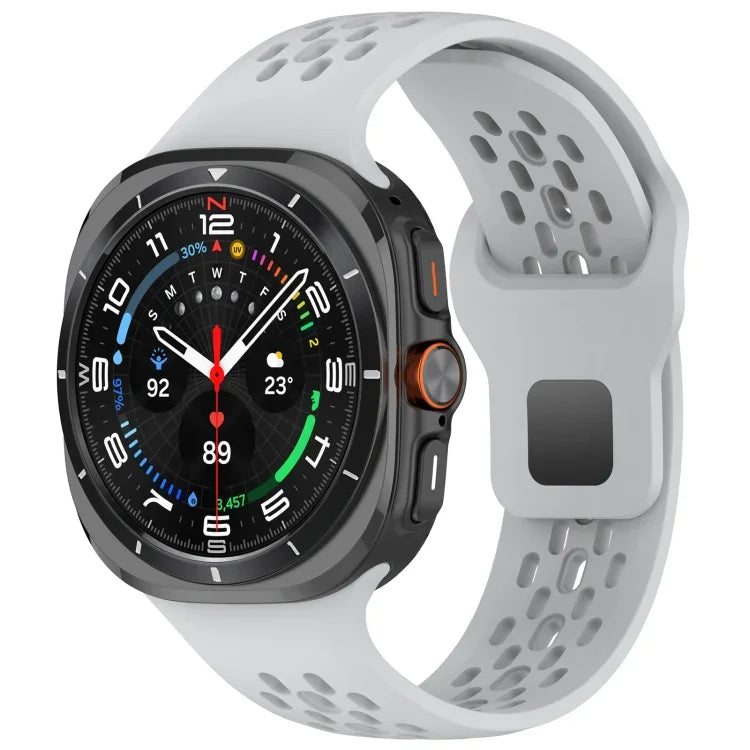 For Samsung Galaxy Watch Ultra 47mm Holes Style Square Buckle Solid Color Silicone Watch Band