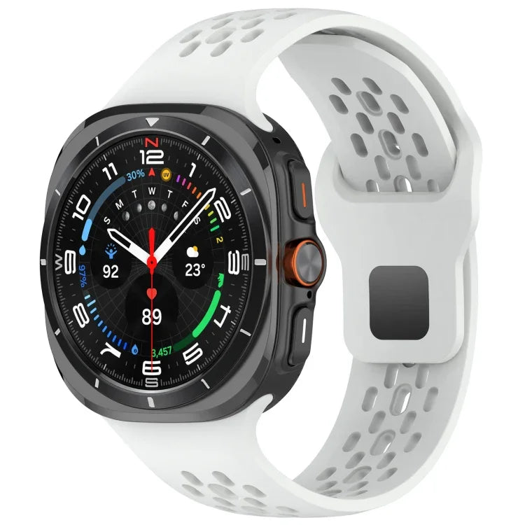 For Samsung Galaxy Watch Ultra 47mm Holes Style Square Buckle Solid Color Silicone Watch Band