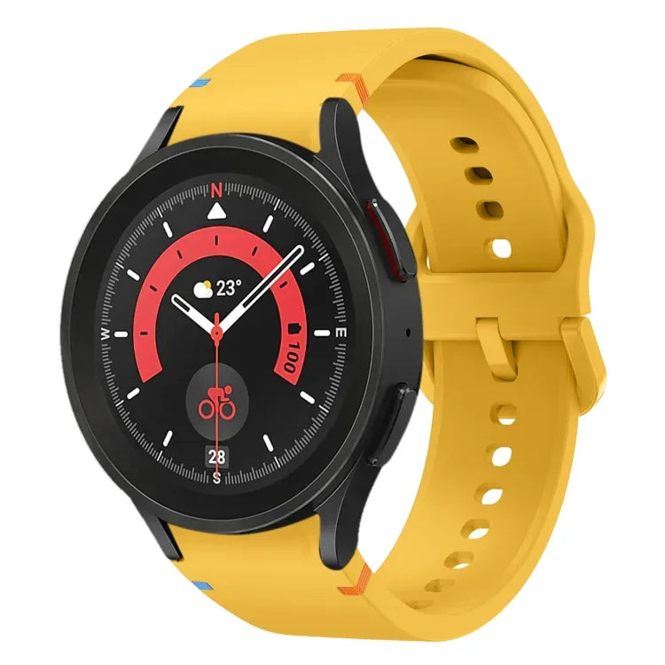 Flat Sewing Design Silicone Watch Band, For Sansung Galaxy Watch5 Pro 45mm, Fou Samsung Galaxy Watch 4 40 / 44mm, For Samsung Galaxy Watch 4 Classic 42 / 46mm