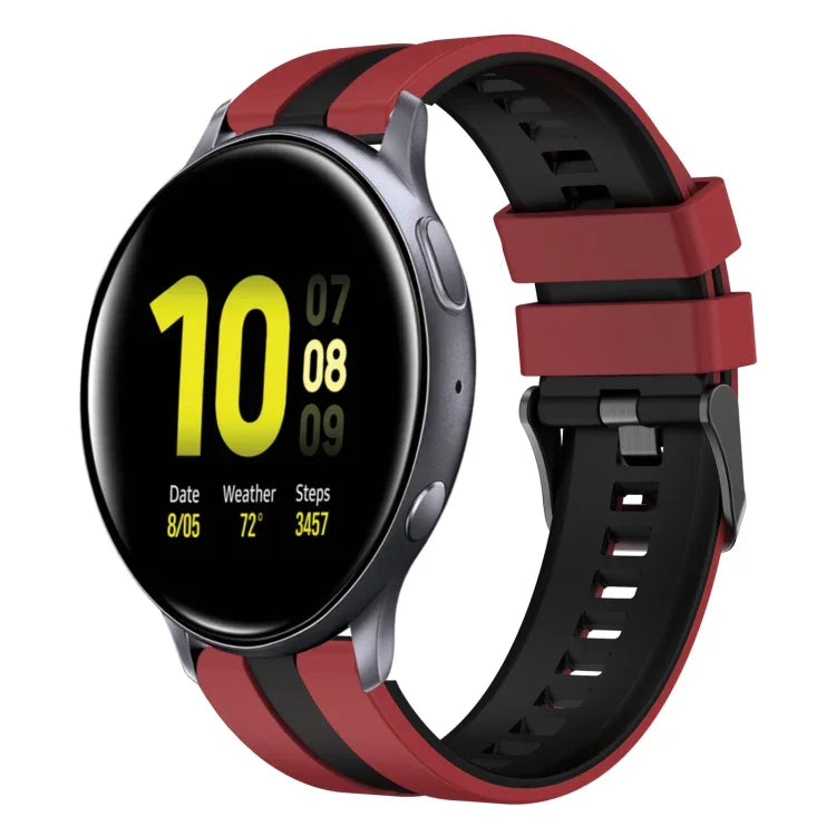 20mm Two Color Sports Silicone Watch Band, For Samsung  Galaxy Watch 4 Classic 42mm, For Samsung Galaxy Watch Active 2 44mm, For Samsung Galaxy Watch Active 2 40mm