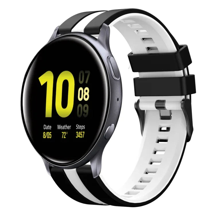 20mm Two Color Sports Silicone Watch Band, For Samsung  Galaxy Watch 4 Classic 42mm, For Samsung Galaxy Watch Active 2 44mm, For Samsung Galaxy Watch Active 2 40mm