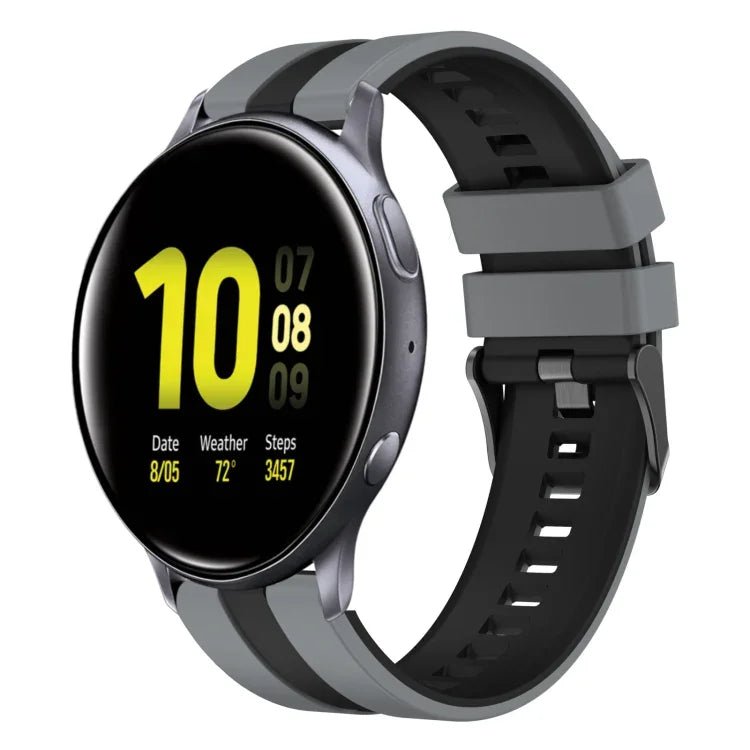 20mm Two Color Sports Silicone Watch Band, For Samsung  Galaxy Watch 4 Classic 42mm, For Samsung Galaxy Watch Active 2 44mm, For Samsung Galaxy Watch Active 2 40mm