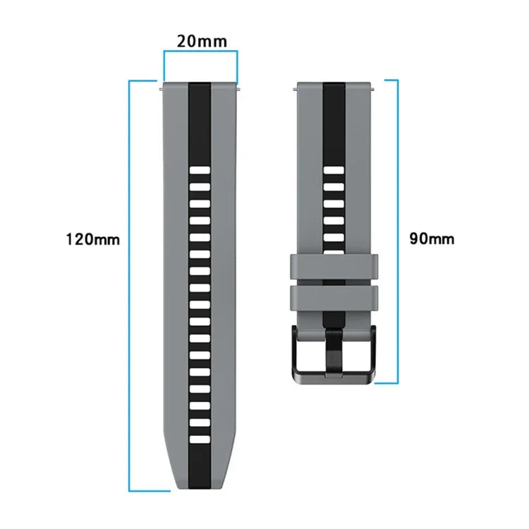 20mm Two Color Sports Silicone Watch Band, For Samsung  Galaxy Watch 4 Classic 42mm, For Samsung Galaxy Watch Active 2 44mm, For Samsung Galaxy Watch Active 2 40mm