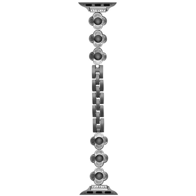 Four Leaf Clover Quick-Release Metal Chain Watch Band, For Apple Watch SE 2022 44mm, For Apple Watch Series 7 41mm, For Apple Watch Series 7 45mm, For Apple Watch Series 6 40mm, For Apple Watch Series 6 44mm, For Apple Watch Series 5 44mm              ...