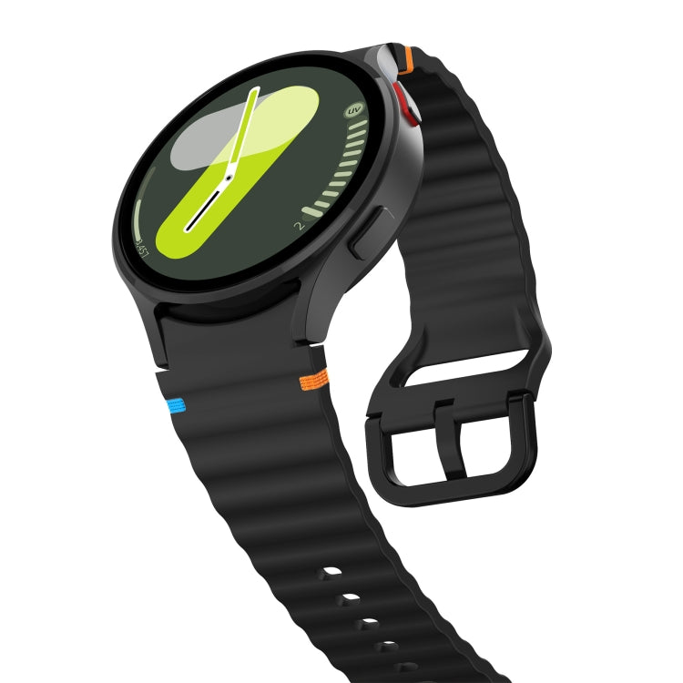 Wave Pattern Stitched Silicone Watch Band, For Samsung Galaxy Watch 7 40 / 44mm, For Samsung Galaxy Watch 6 Classic, For Samsung Galaxy Watch 6 40 / 44mm, For Samsung Galaxy Watch 5 40 / 44mm