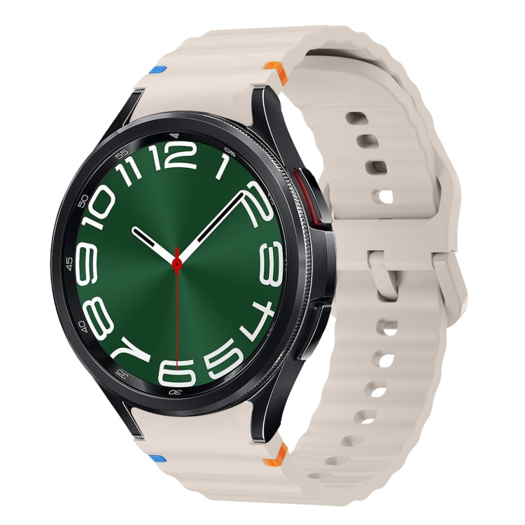 Wave Pattern Stitched Silicone Watch Band, For Samsung Galaxy Watch 7 40 / 44mm, For Samsung Galaxy Watch 6 Classic, For Samsung Galaxy Watch 6 40 / 44mm, For Samsung Galaxy Watch 5 40 / 44mm